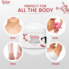 Aplicación en mano de Geisha OMIC para rostro y cuerpo, hidratación suave.