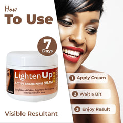 Night application of Lighten-Up Plus cream on skin