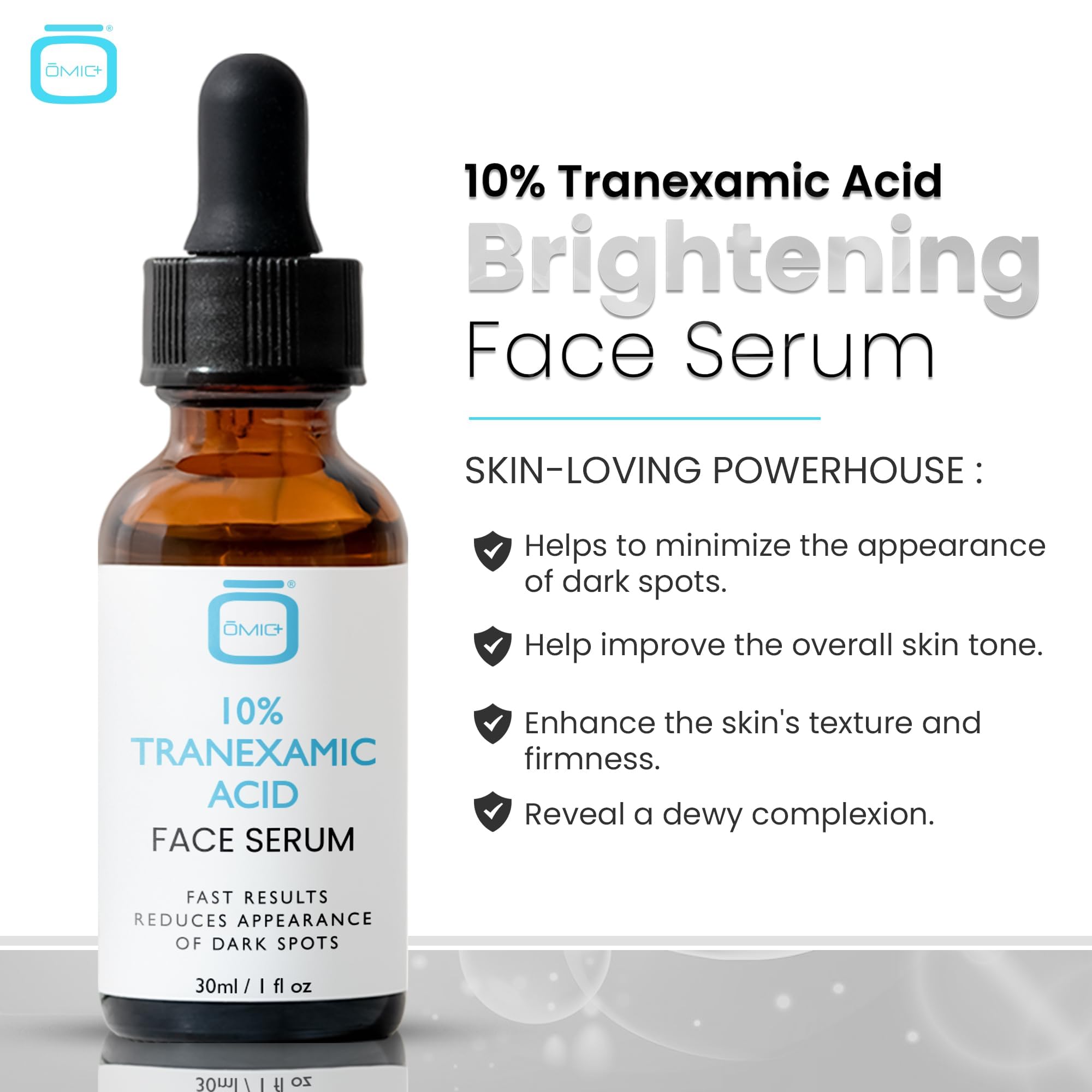 Morning skincare routine shot with OMIC serum.