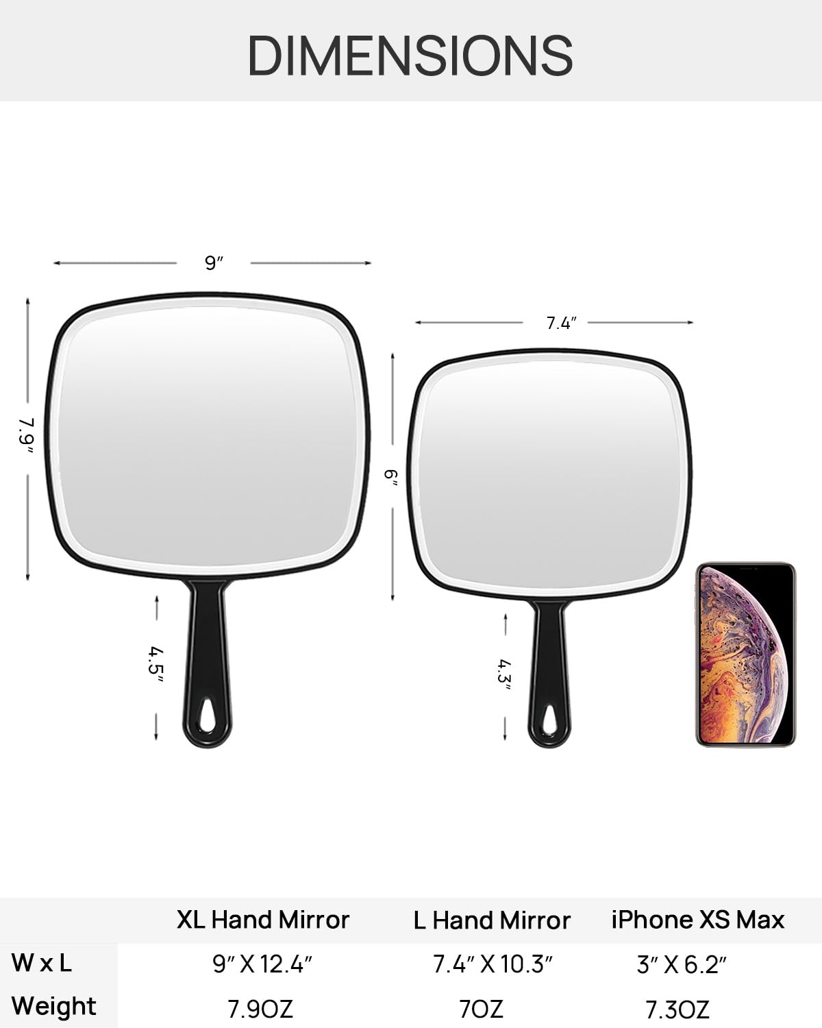 OMIRO 2-way design lets you hang or hold the mirror.