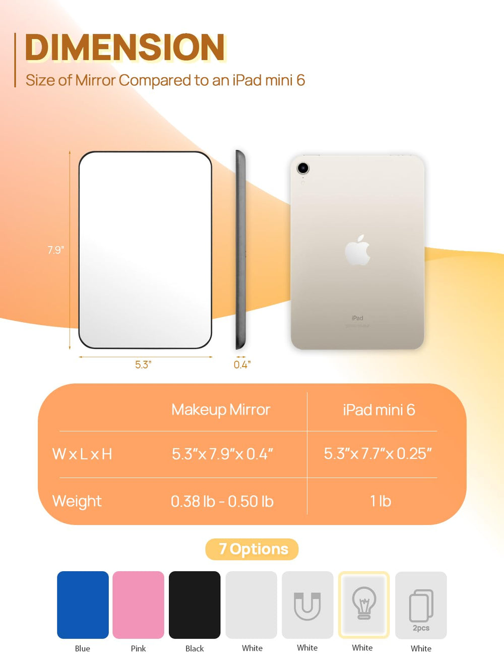 OMIRO desk makeup mirror foldable-stand for stable viewing