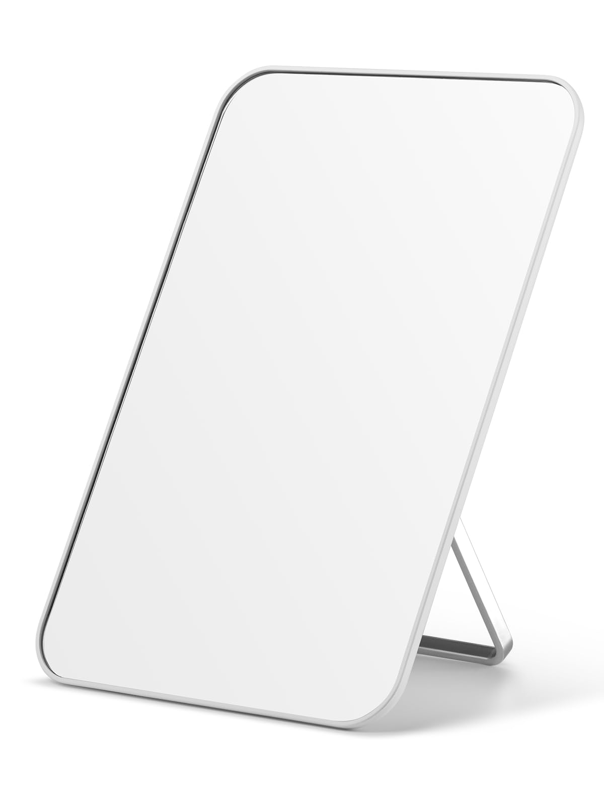 OMIRO desk makeup mirror front view in white for easy makeup checks.