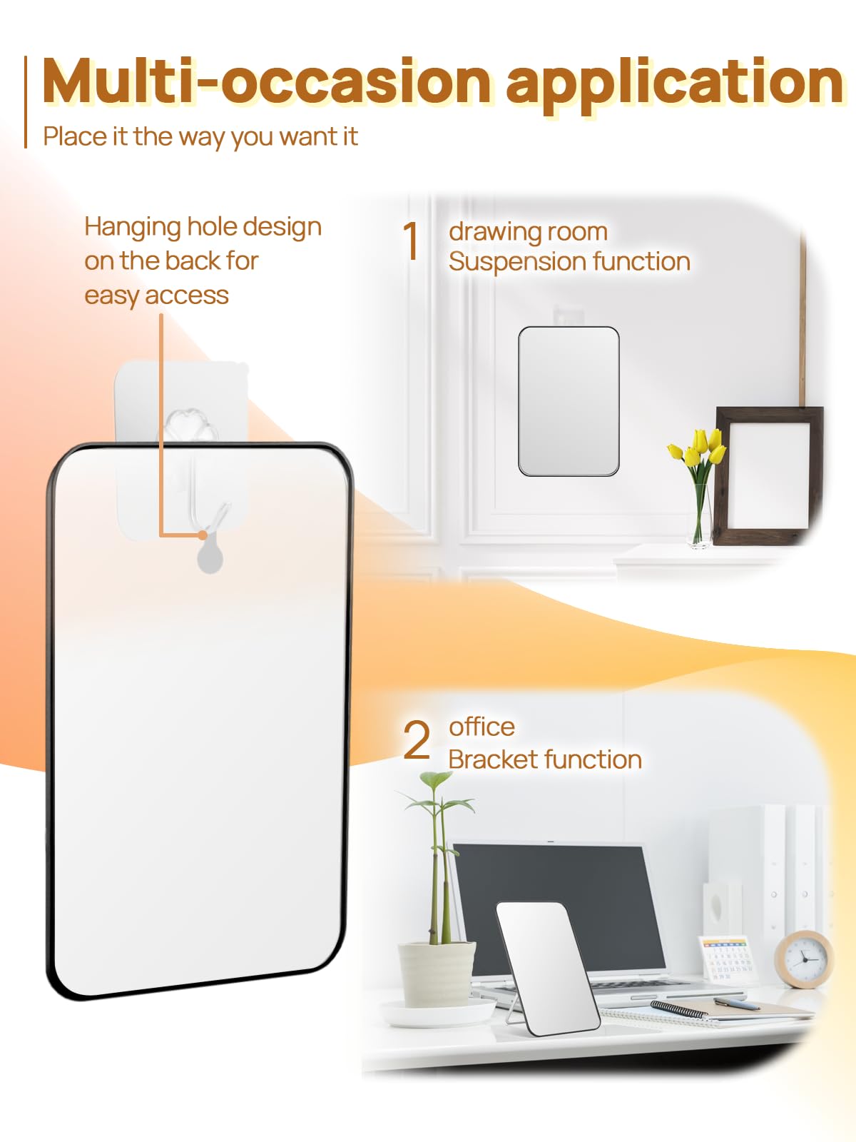 OMIRO desk makeup mirror hanging hole for wall mounting