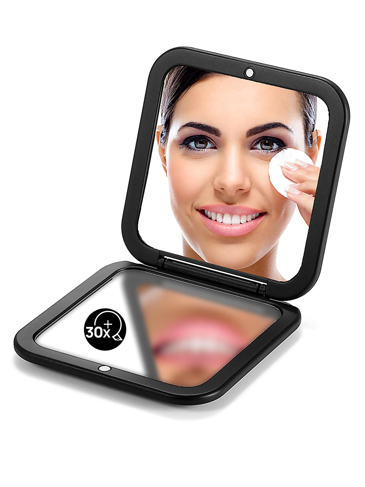 OMIRO folding-compact-mirror with 1X and 30X magnification for versatile grooming.