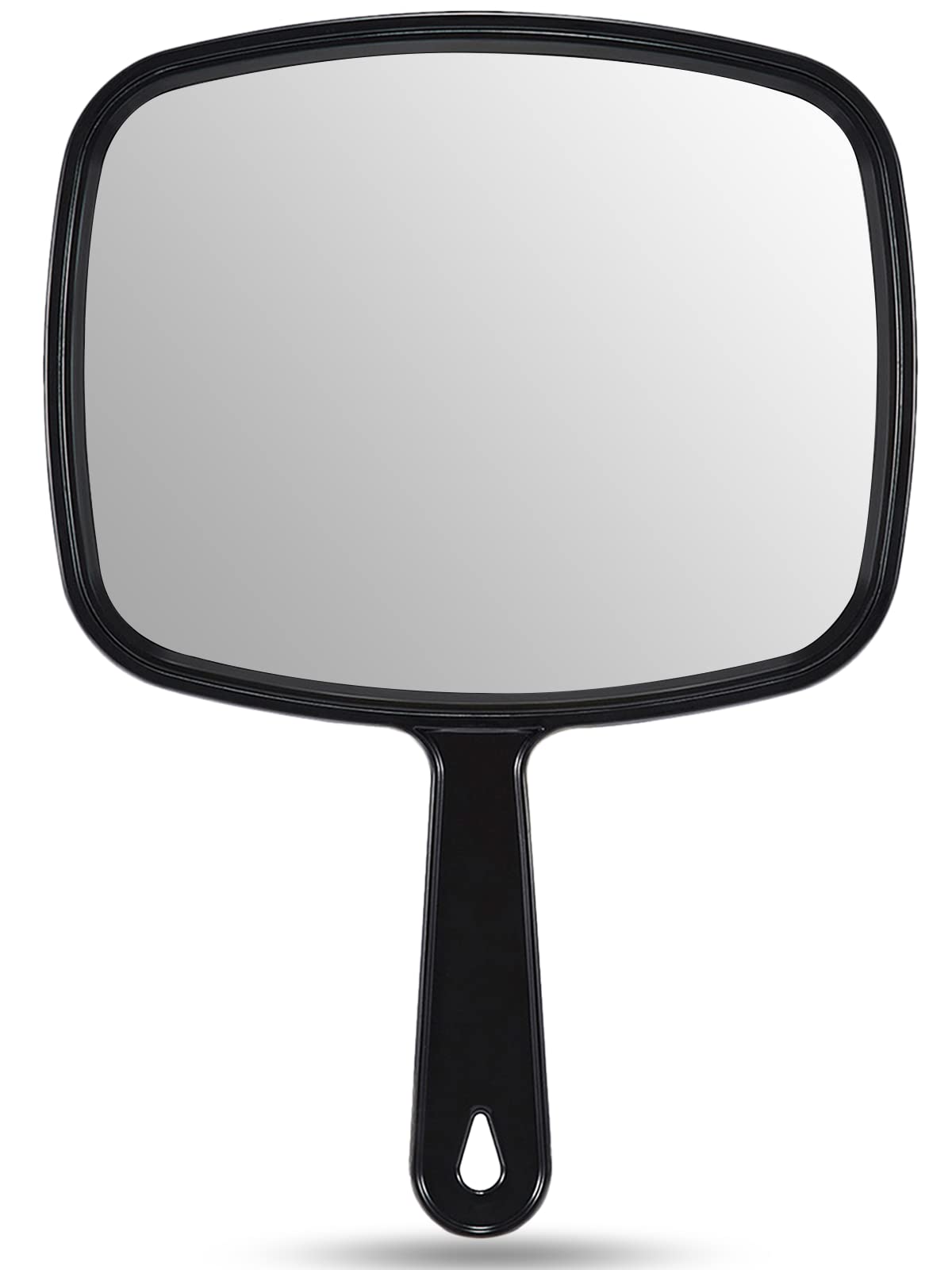 OMIRO hand mirror with all-black handle for comfortable daily grooming.