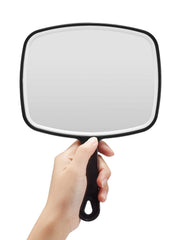 OMIRO hand mirror black handle with a large viewing area for precise grooming