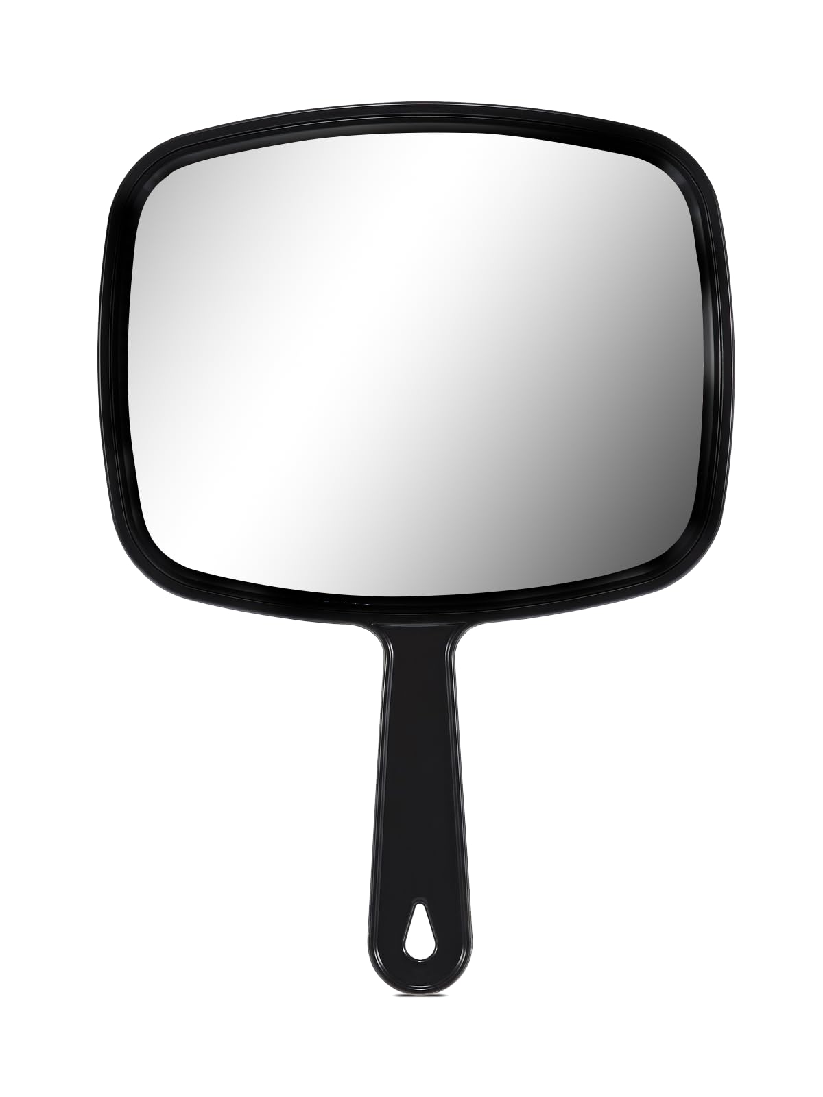 OMIRO hand mirror with black handle for comfortable grip during grooming.