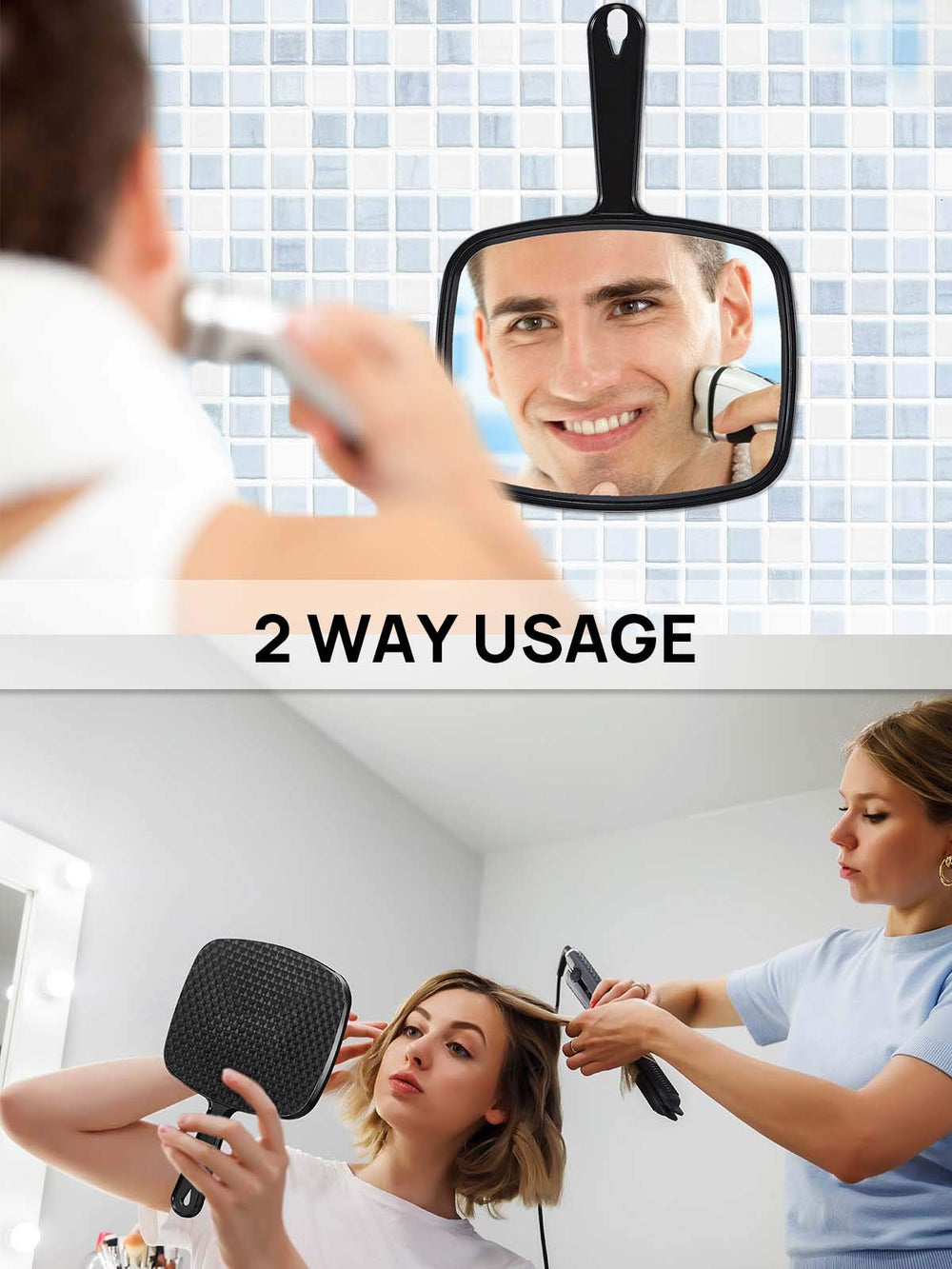 OMIRO mirror supports hanging or handheld use for versatile routines.