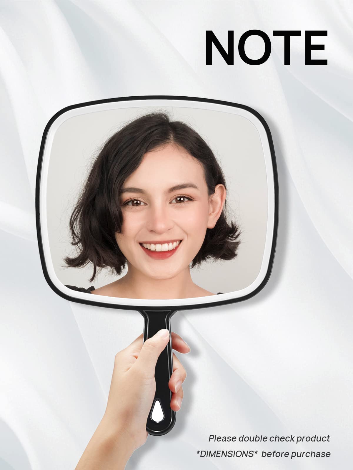 OMIRO hand mirror large viewing surface for easy full-face checks