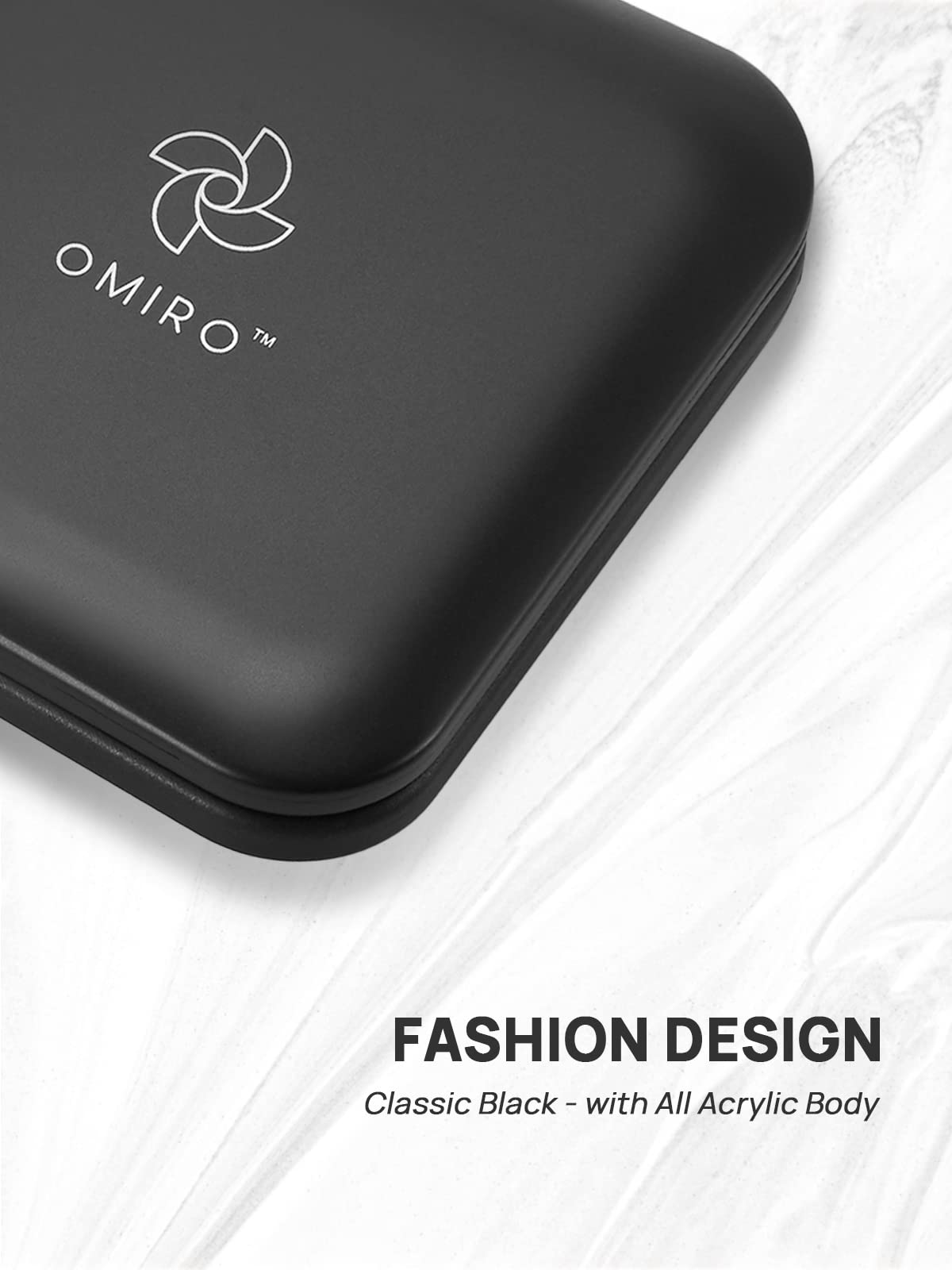 OMIRO pocket-size-square-black-mirror ideal for purse storage and quick checks.