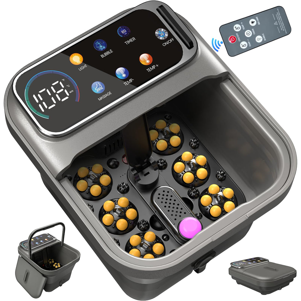 Omnqira collapsible foot spa bath shows a slim profile for easy storage