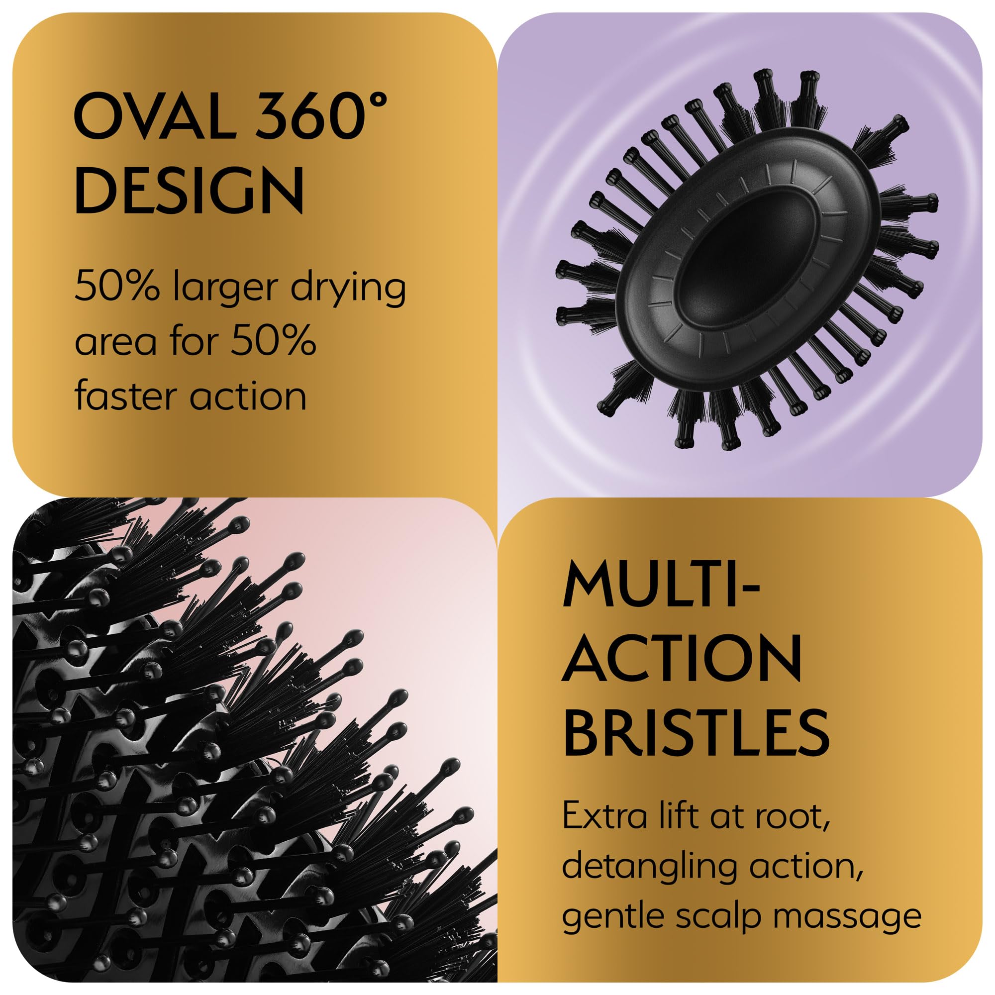 OMOteam dual-bristle design detangles and grips for a smooth finish