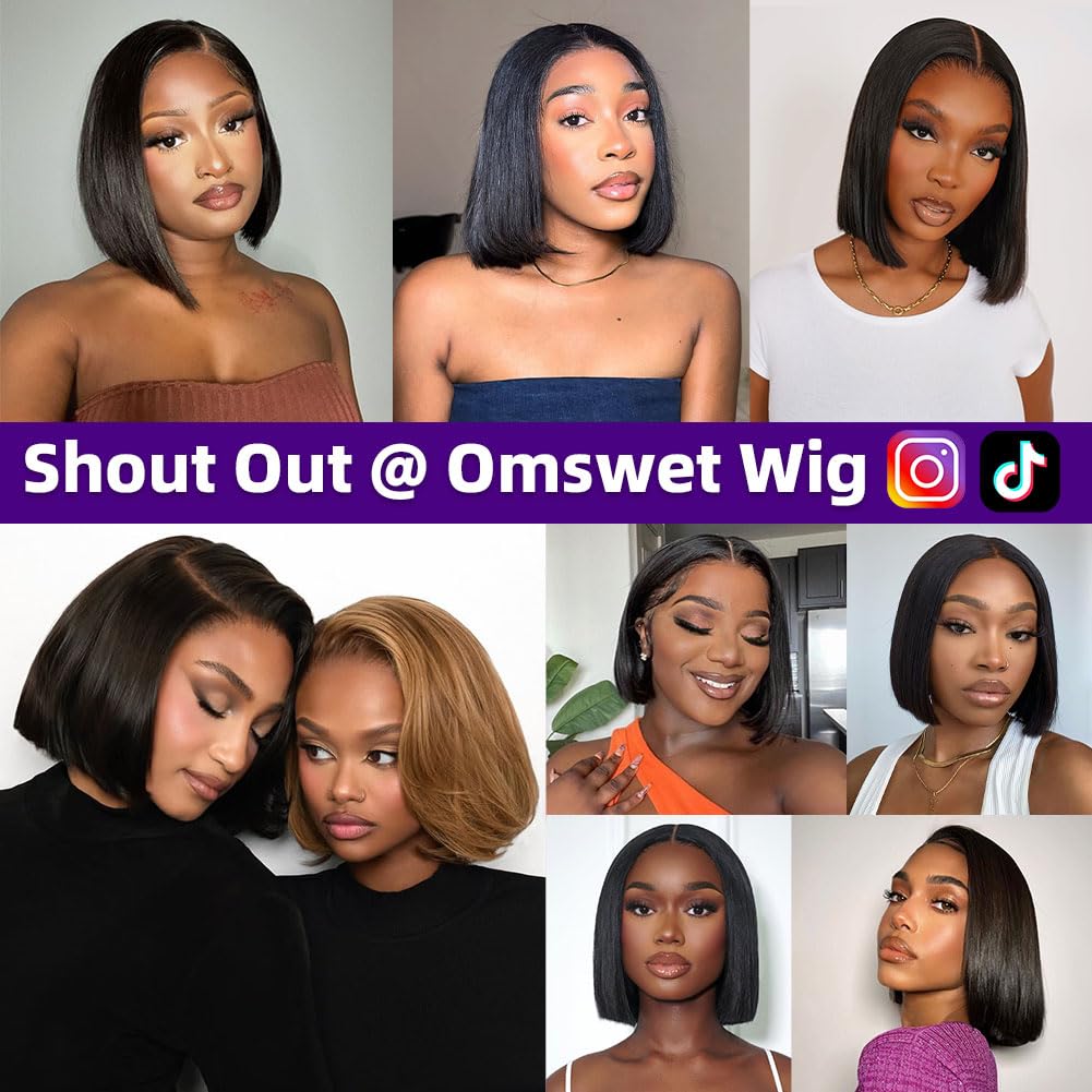 Omswet 10 inch bob wig compact length for everyday style close-up
