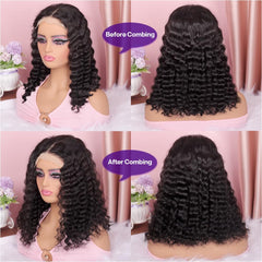 Omswet 5x5 HD lace closure blends seamlessly with skin tone for invisible part.