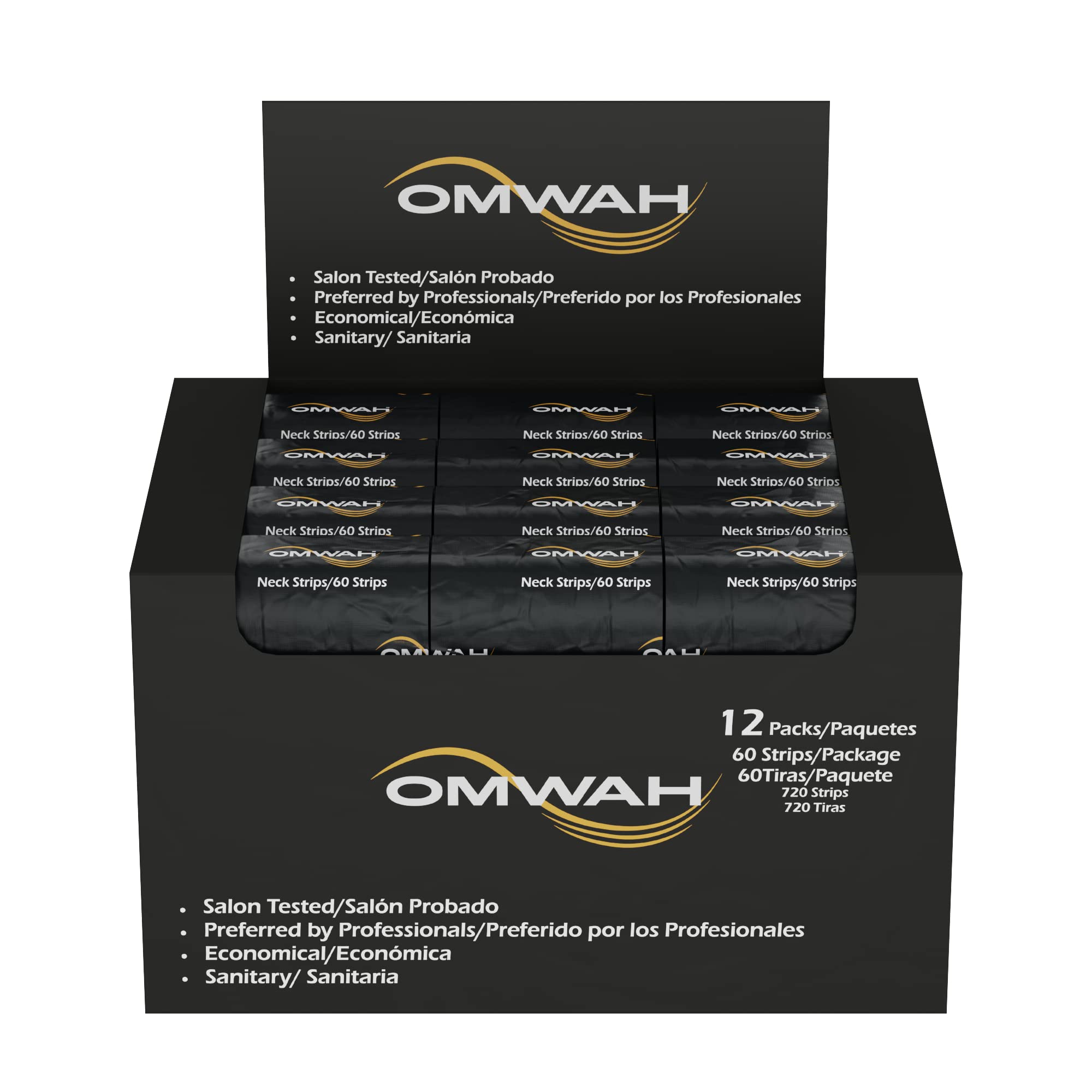 OMWAH neck strips disposable design ensures single-use hygiene and quick client turnarounds.