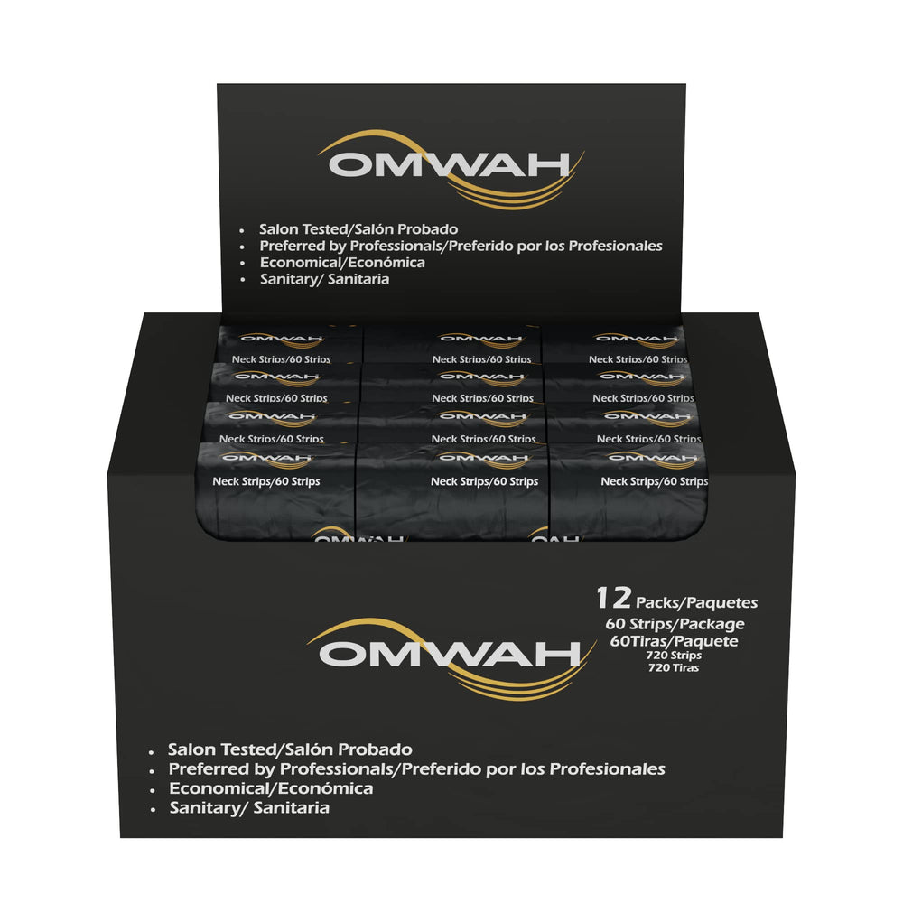 OMWAH neck strips disposable design ensures single-use hygiene and quick client turnarounds.