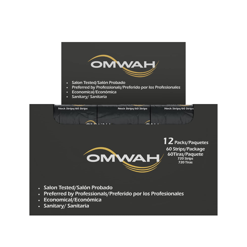 OMWAH easy-application neck strips simplify cleanup between clients.