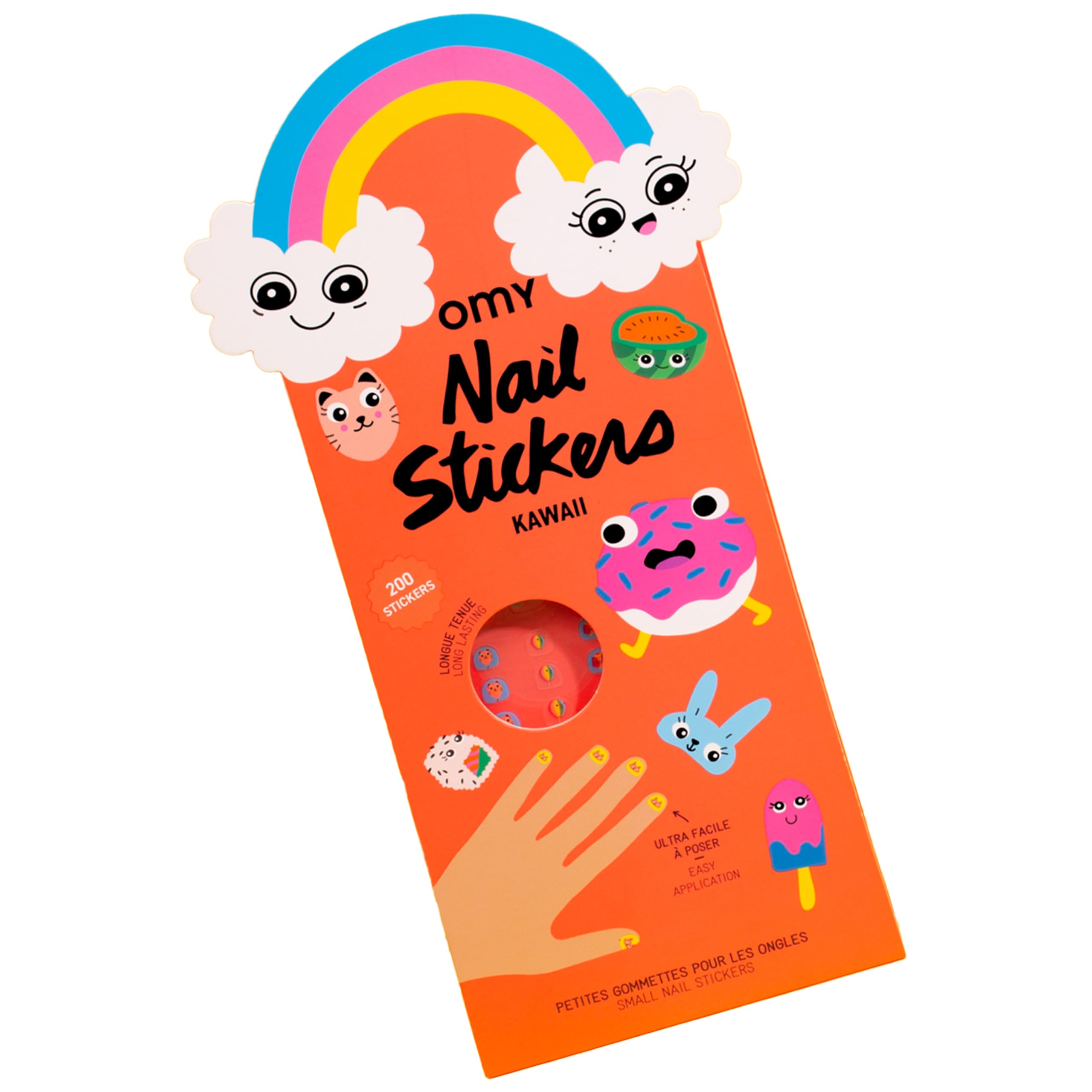 Pegatinas Omy Kawaii para uñas con diseños divertidos y duraderos para todo el día.