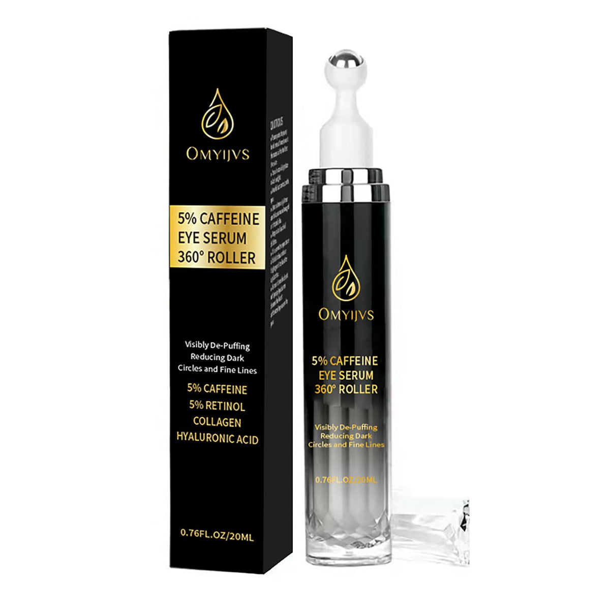 OMYIJVS Caffeine Eye Cream en botella, facilita aplicación suave en el contorno de ojos.