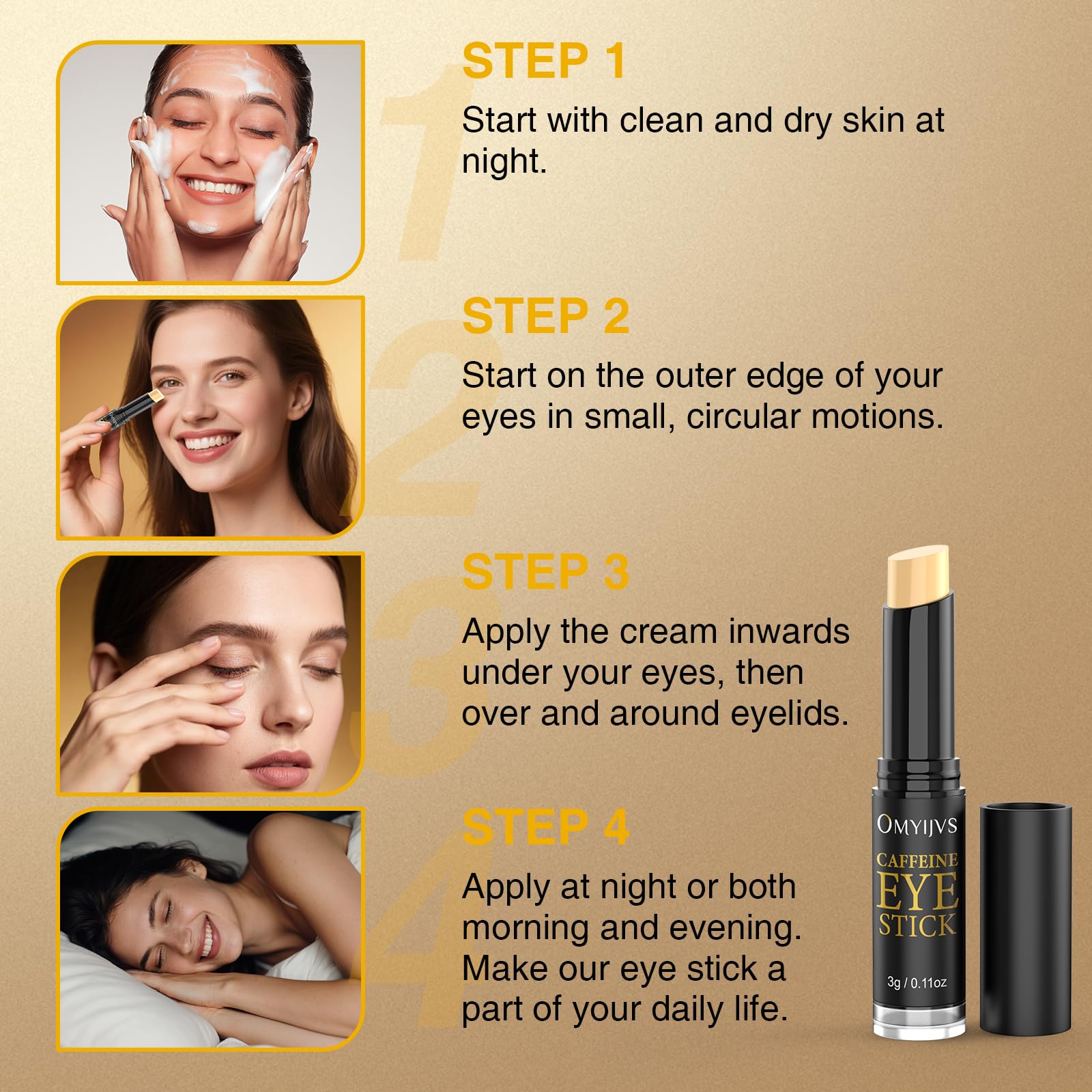 OMYIJVS caffeine eye stick highlights royal jelly and ginger for refreshed skin