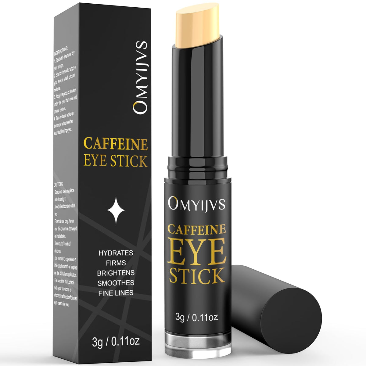 OMYIJVS caffeine eye stick packaging for quick eye care routines