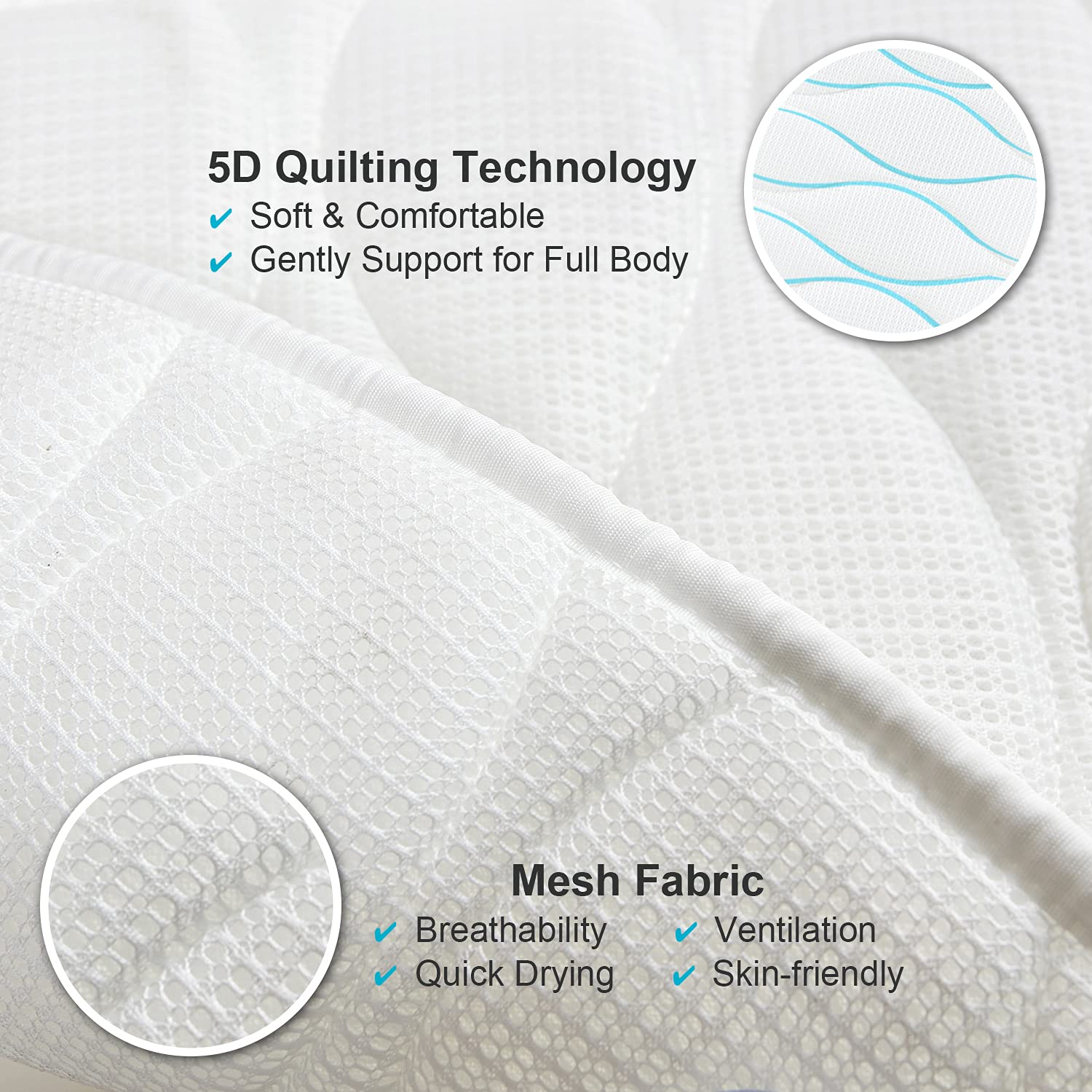 OMYSTYLE 5D air mesh fabric detail highlighting breathable and quick drying features