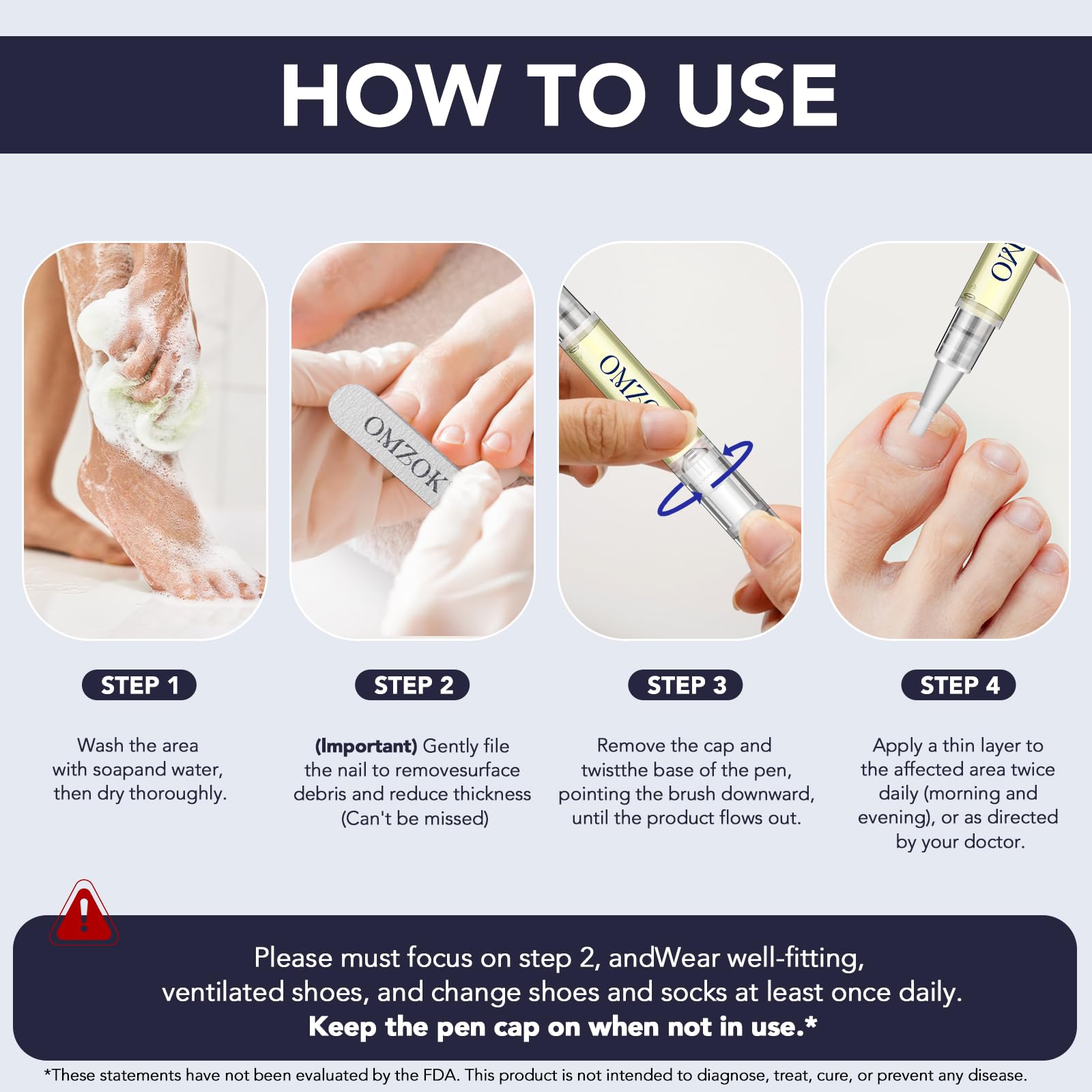 OMZOK Toenail Fungus Pen 5-pack offers ongoing fungal nail support.