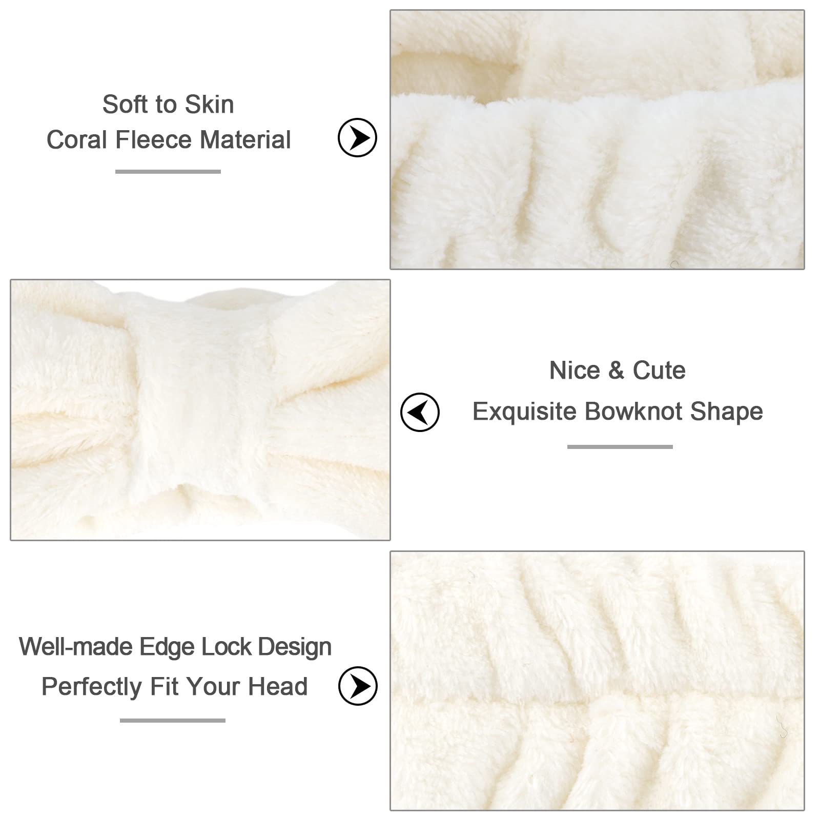 Ondder diadema spa de felpa de terry beige, suave y absorbente para la piel