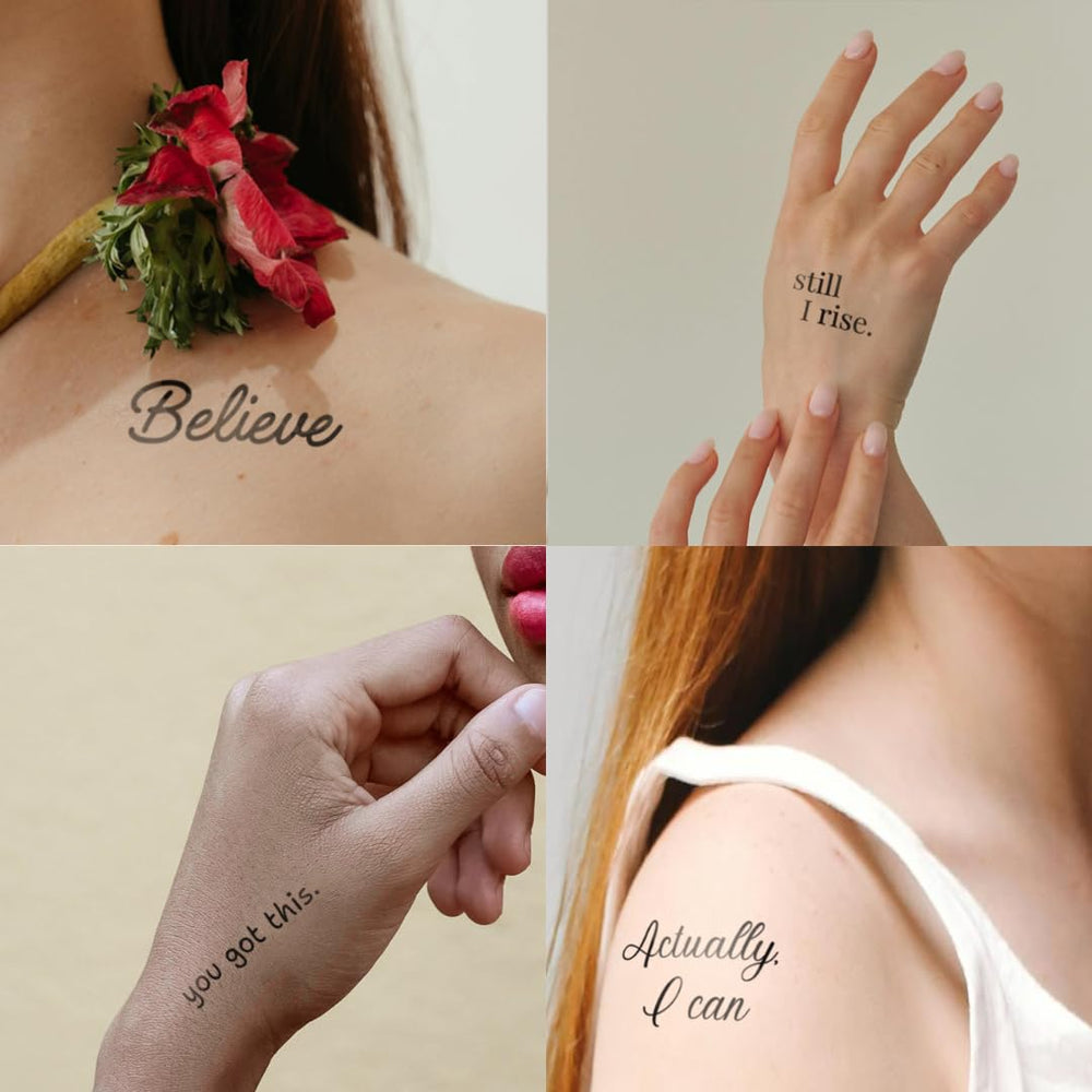 One Grace Believe: tatuaje mini con afirmaciones diarias para motivación constante.