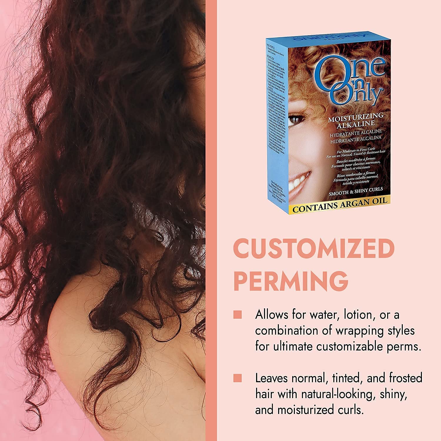 One 'N Only perm alcalina: proceso a temperatura ambiente para rizos duraderos.