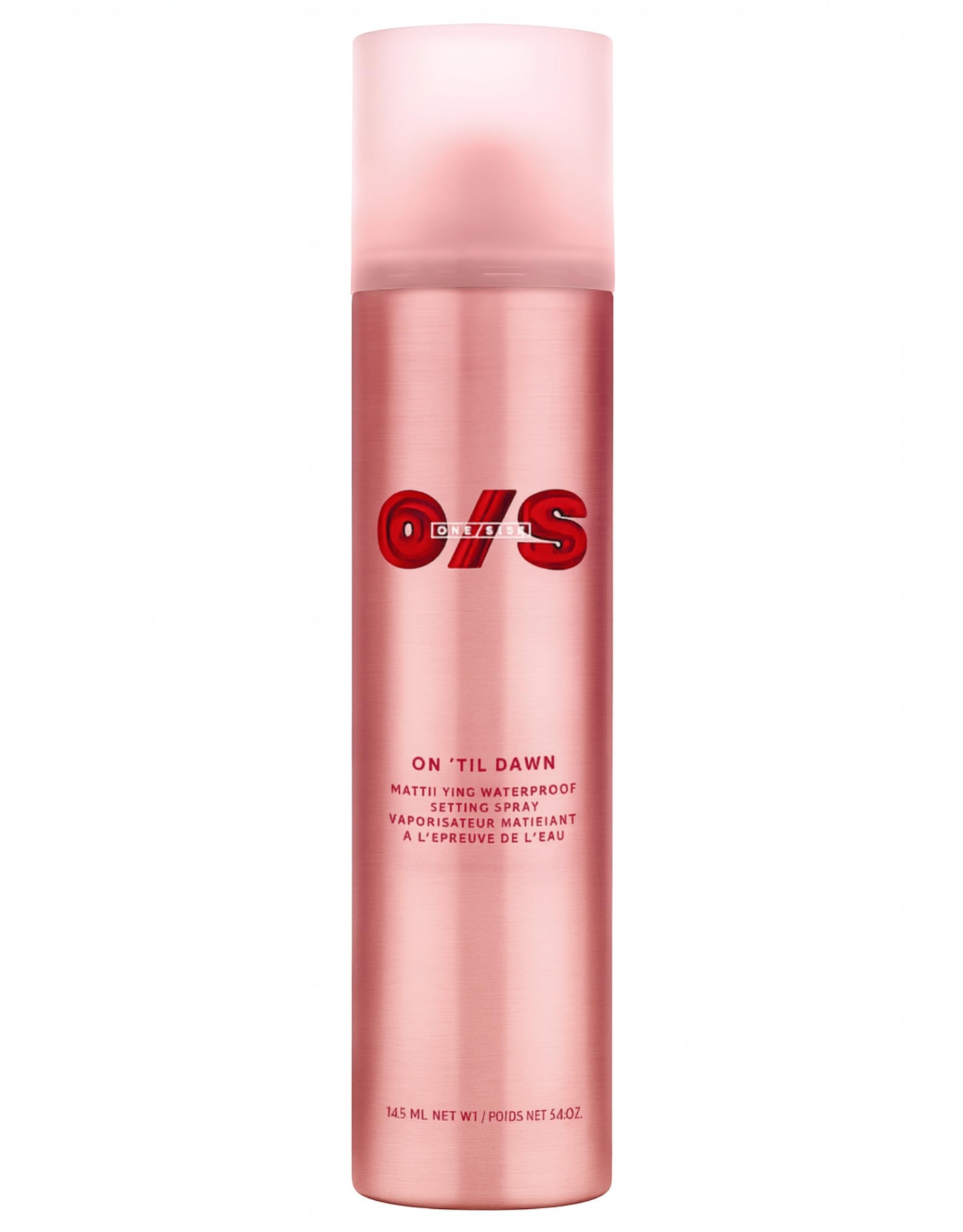One Size On 'Til Dawn mattifying setting spray bottle mist for all-day shine control.