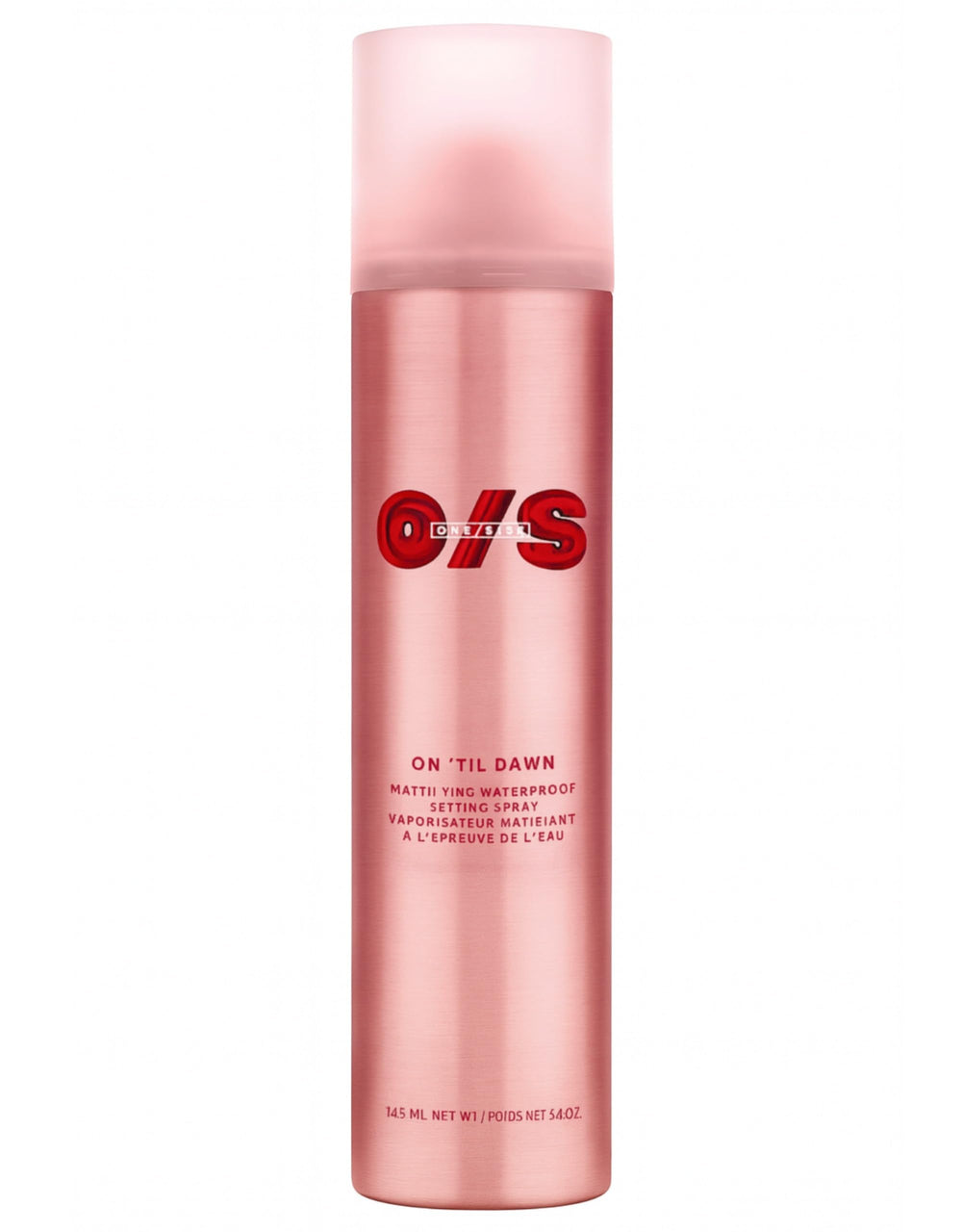 One Size On 'Til Dawn mattifying setting spray bottle mist for all-day shine control.