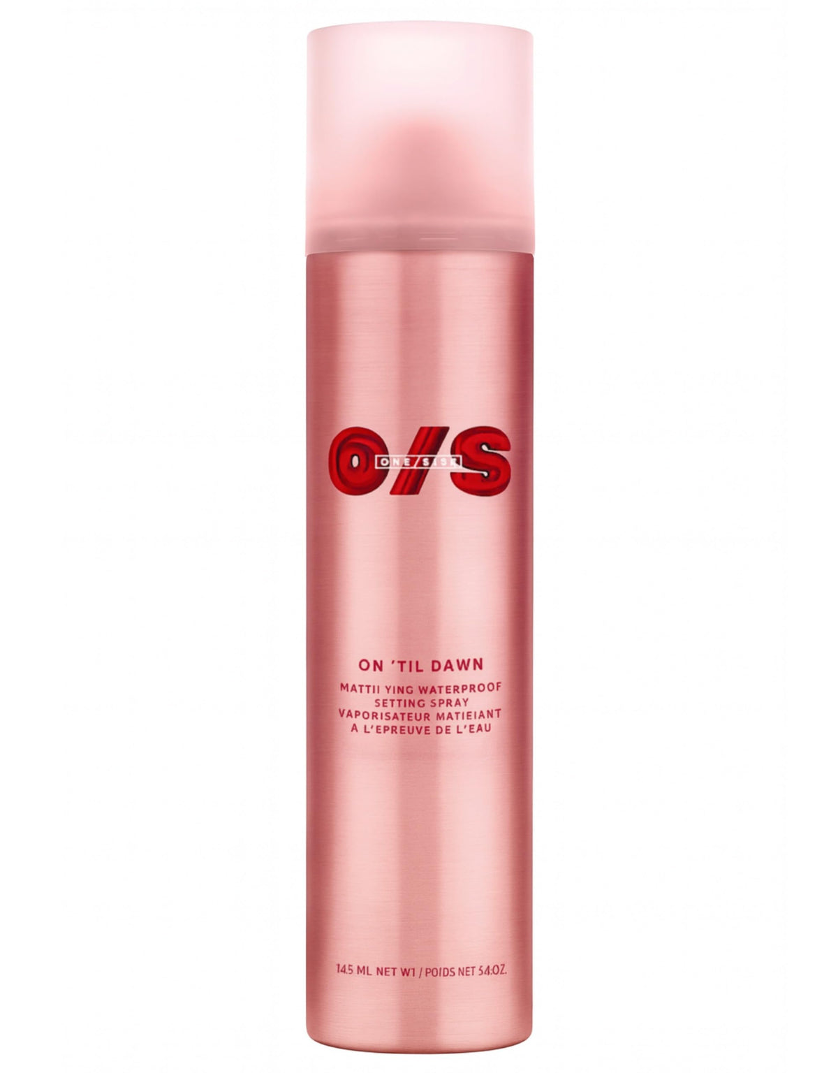 One Size On 'Til Dawn mattifying setting spray bottle mist for all-day shine control.