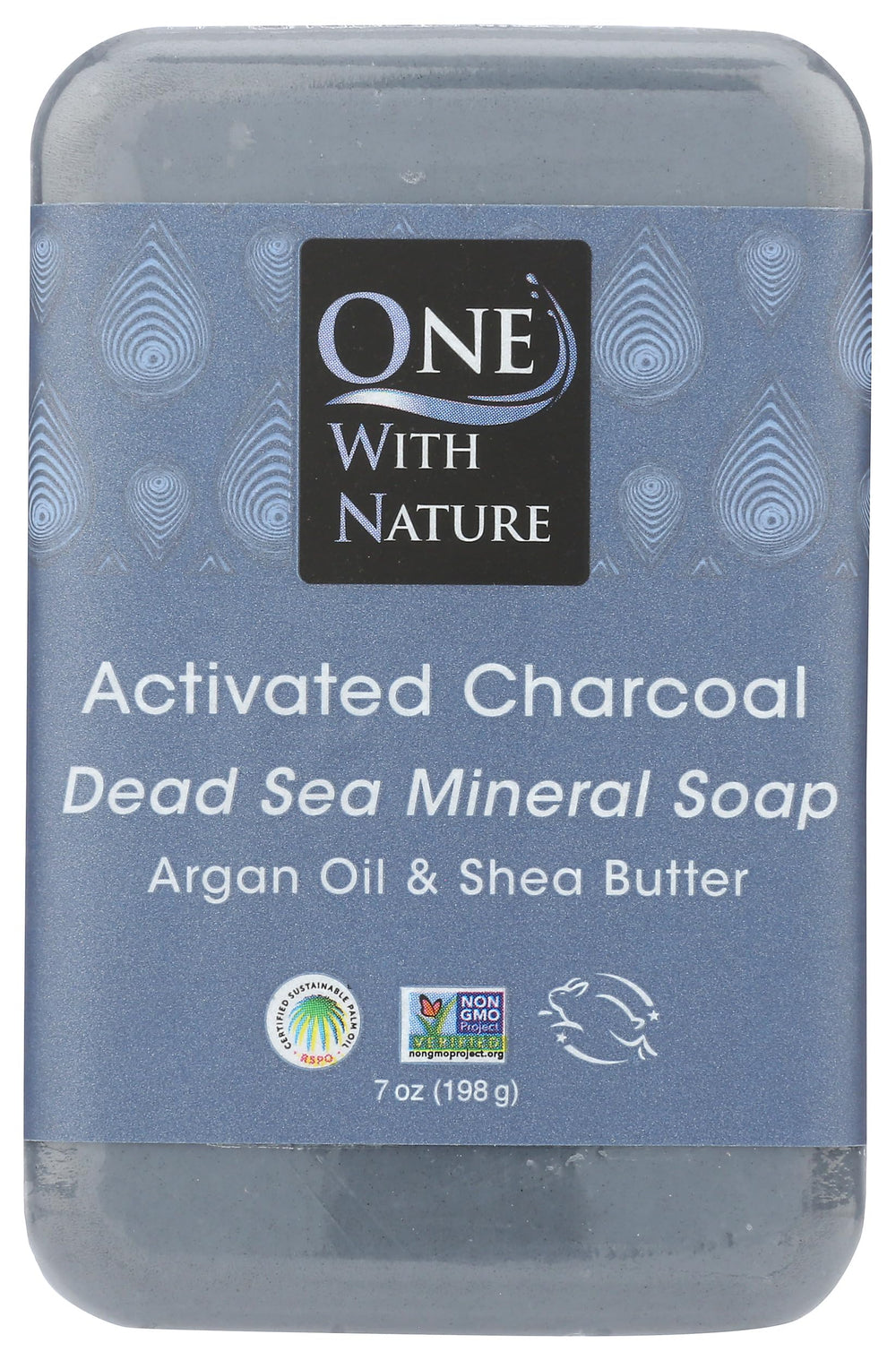 One With Nature actvd charcoal soap bar on sink, inviting daily cleanse
