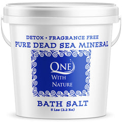 One With Nature Dead Sea Salt granules for bath, mineral-rich exfoliation