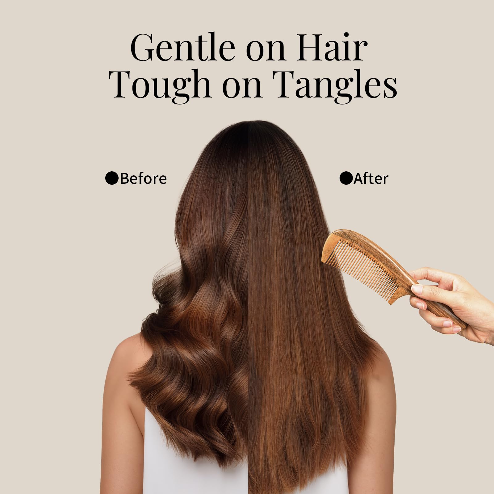 Onedor anti-static sandalwood comb reduces static for neat hair.