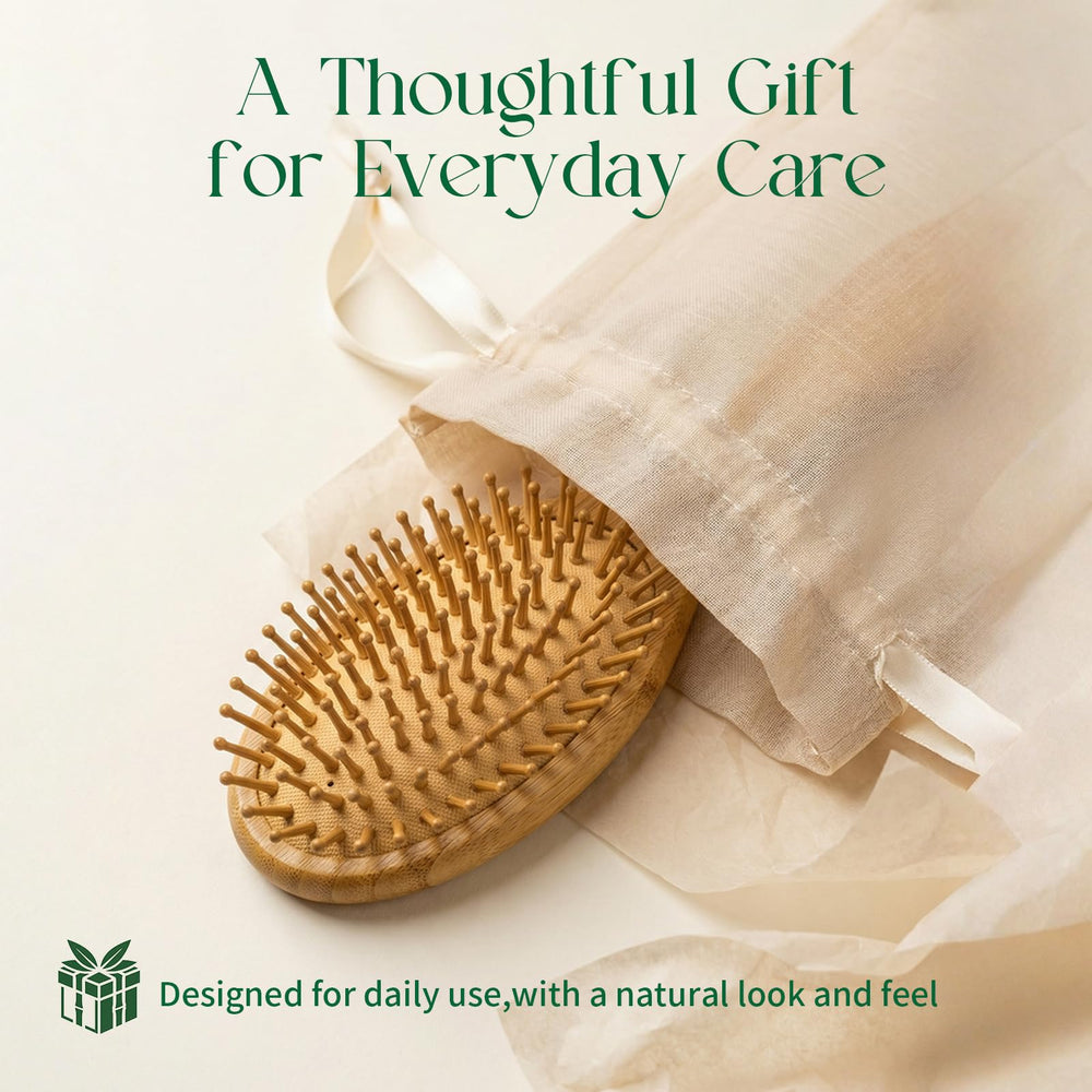 Onedor Bamboo Hair Brush includes a cleaning tool for quick maintenance.