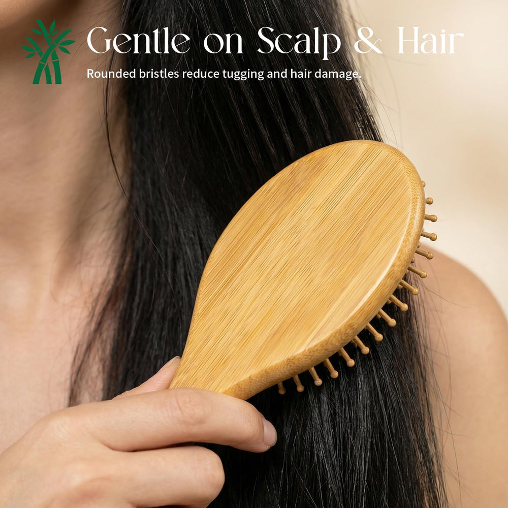 Onedor Bamboo Hair Brush works on wet or dry hair for versatile use.