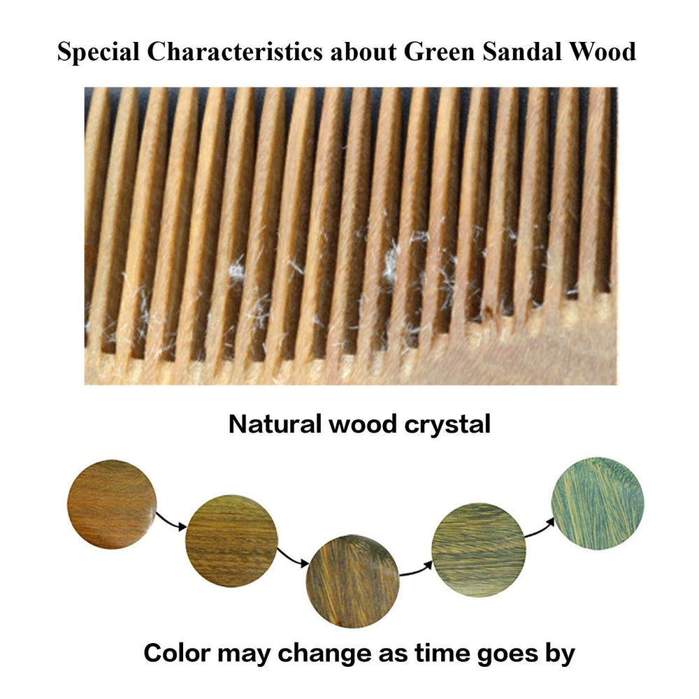 Onedor green sandalwood hair comb in use for everyday grooming