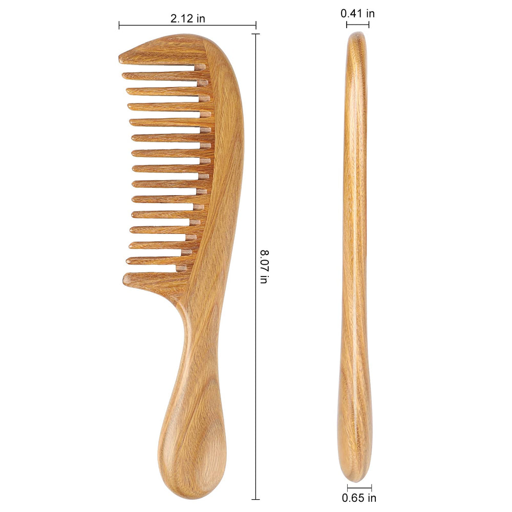 Onedor green sandalwood hair comb smooth polished finish for comfortable grip