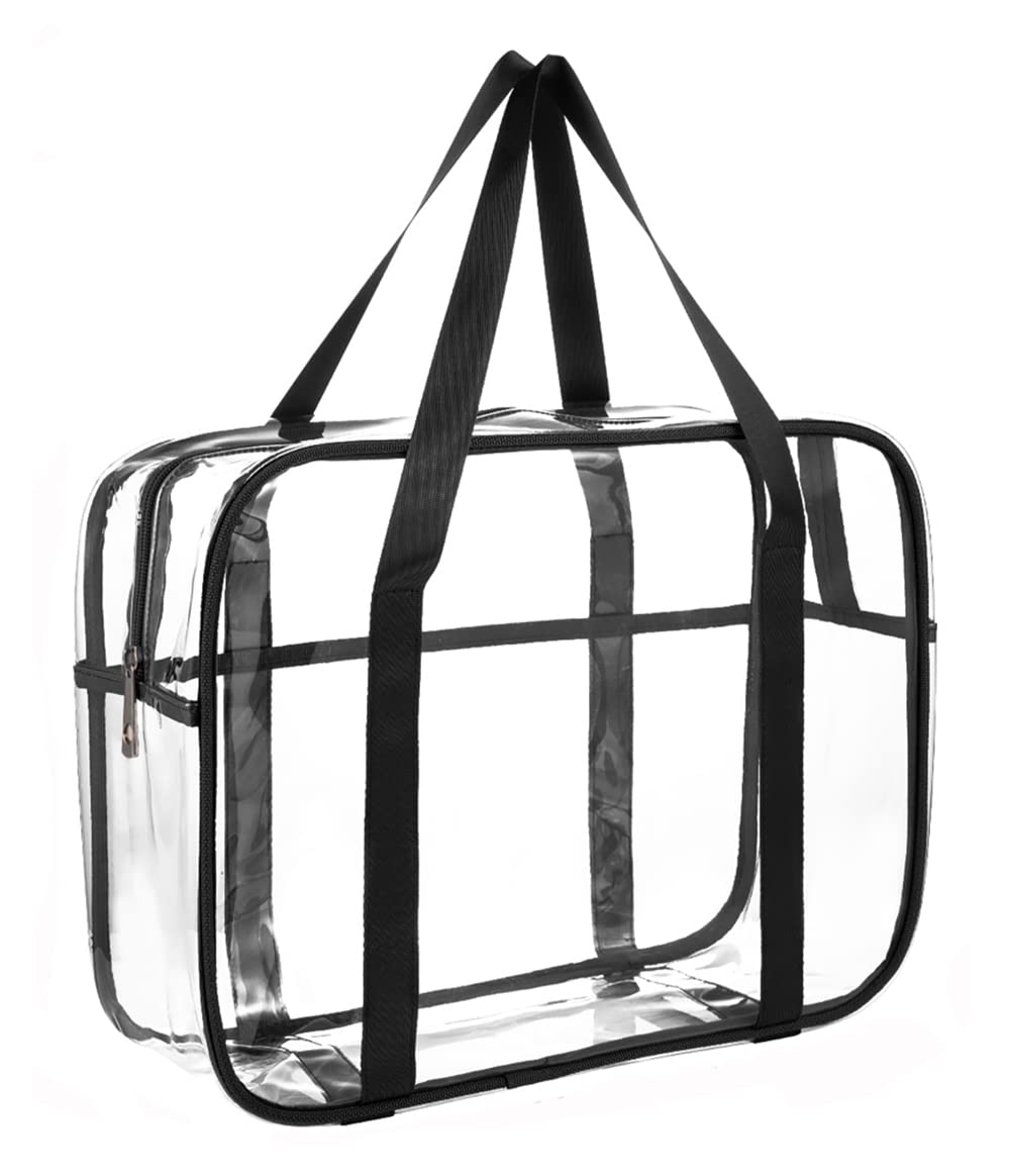 ONEGenug Clear Toiletry Bag front view shows transparent design for quick access.
