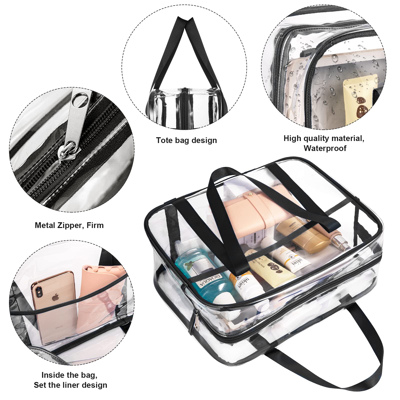 ONEGenug Clear Toiletry Bag spacious interior holds larger items.