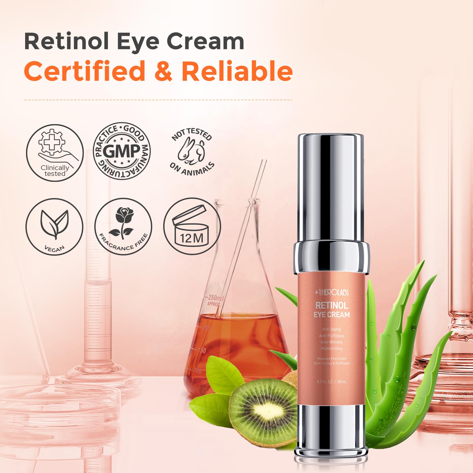 +1HEROLABS crema de ojos, dosis diaria para uso diurno con protección solar