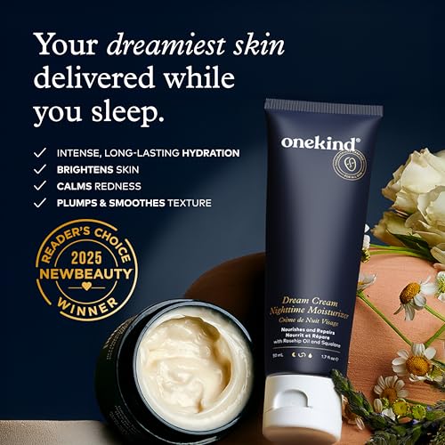 Onekind Night Moisturizer jar closeup focusing on creamy texture