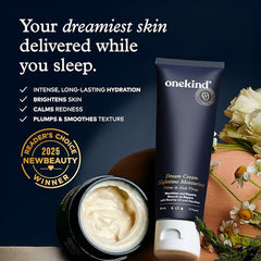Onekind Night Moisturizer jar closeup focusing on creamy texture