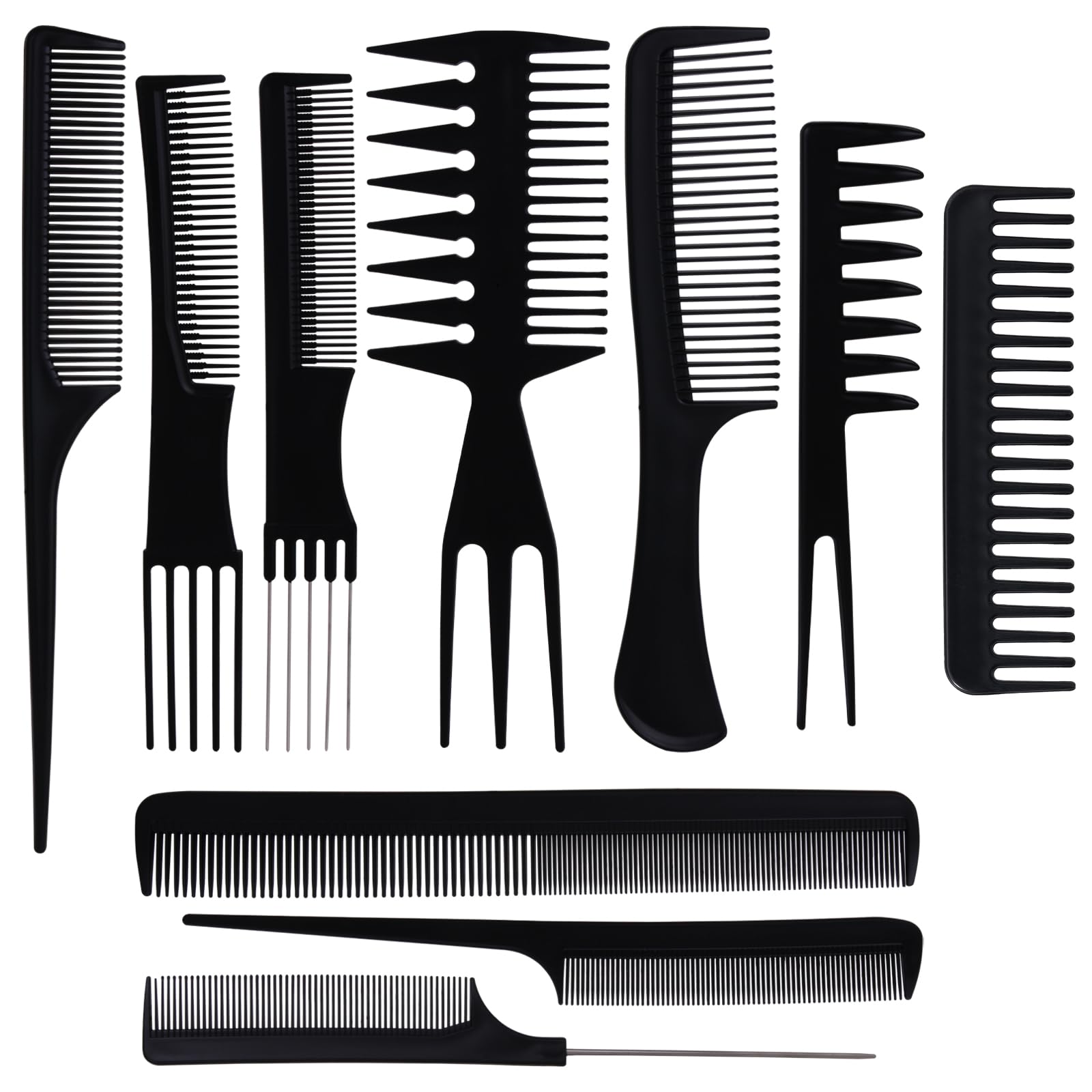 Oneleaf styling hair comb set with rat-tail for precise parting and smooth finish