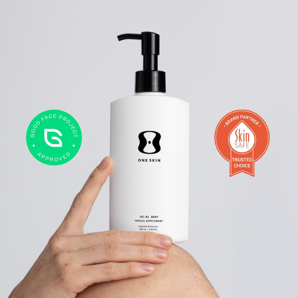 oneskin BODY OS-01 lab-graph imagery suggests thickness improvement data.