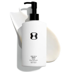 oneskin BODY OS-01 peptide bottle showcases fragrance-free packaging for sensitive skin.
