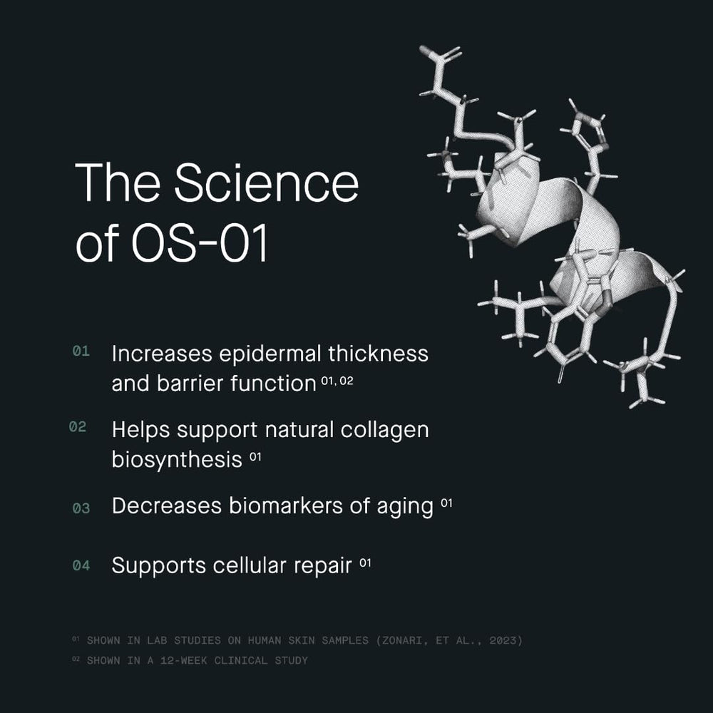 OneSkin FACE OS-01 applied to hands and décolletage for coordinated skincare