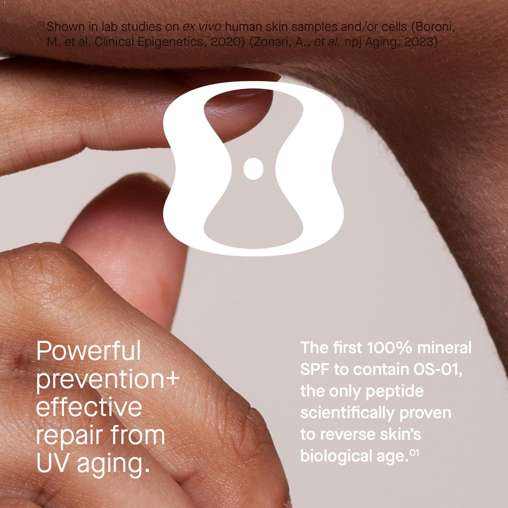 OneSkin OS-01 Shield bottle back label highlighting ingredients and antioxidants.